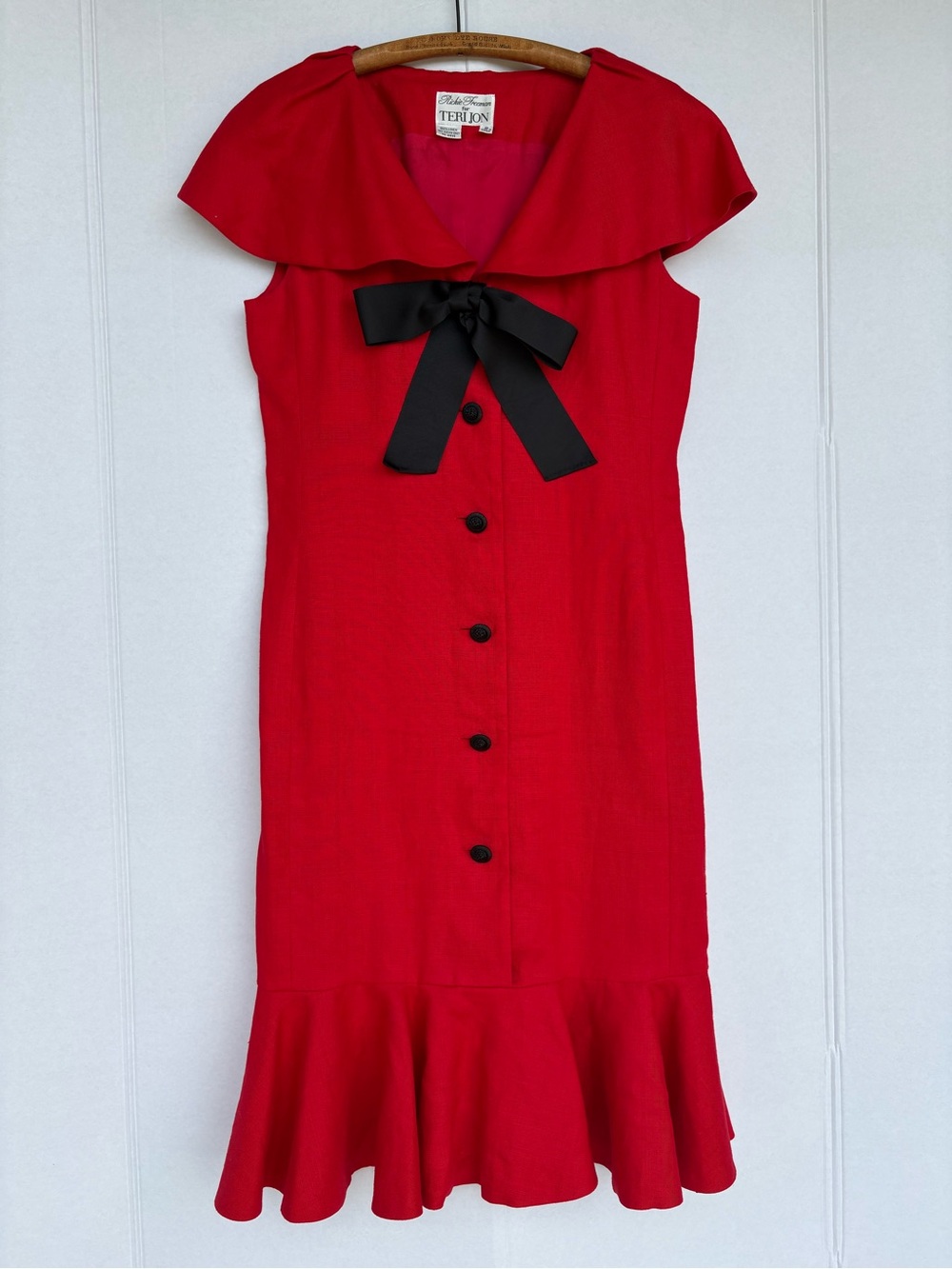 Vtg Richie Freeman for Teri Jon Linen Button Up Dress